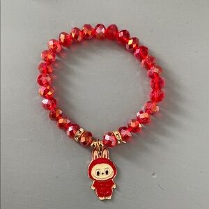 Red Beaded Kids Bracelet with Cute Charm